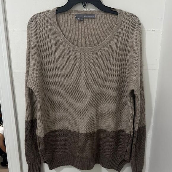 360 Sweater Wool and Cashmere Brown and Tan Crew Neck Sweater Size M - Picture 1 of 8